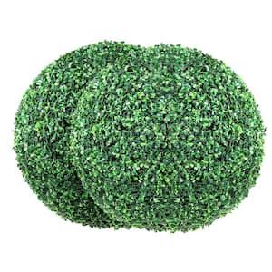 Artificial Topiaries Boxwood Trees 16 in. Tall Green Artificial Boxwood Plant Ball-Shape (2-Pieces)