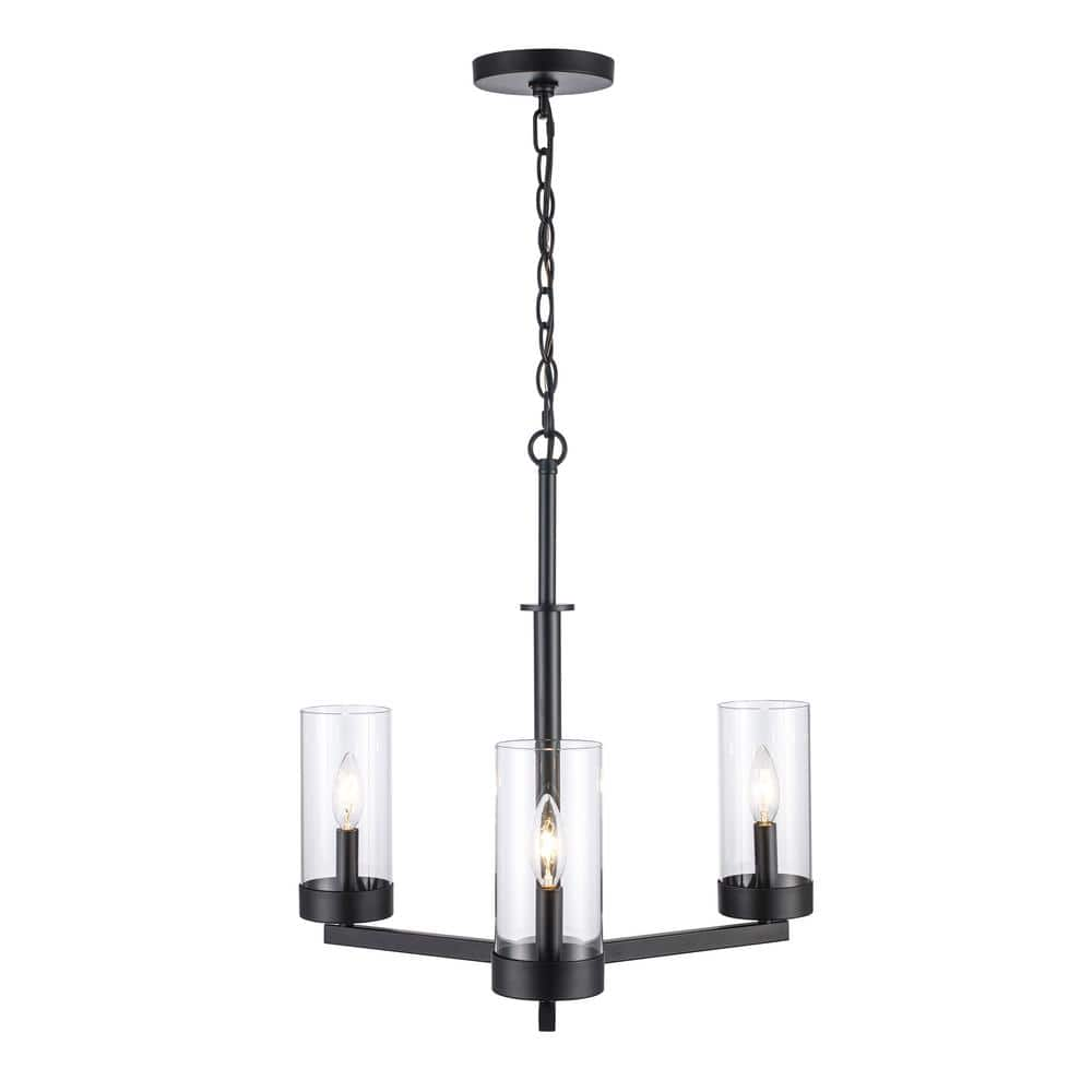 UPC 736916713061 product image for Meadowlark 3-Light Black Chandelier Light Fixture with Clear Glass Shades | upcitemdb.com