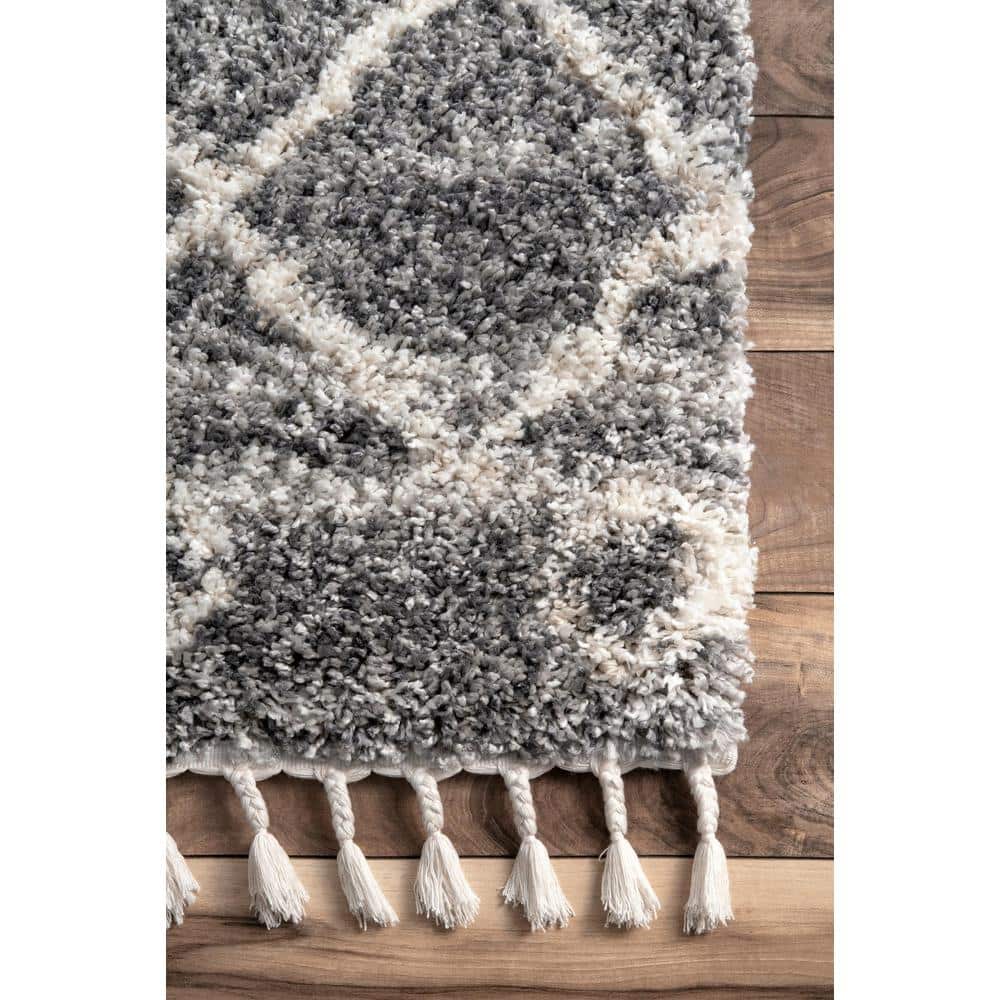 Transitional Kristi Easy-Care Shag Runner Rug, 2' 6" x 8', Gray