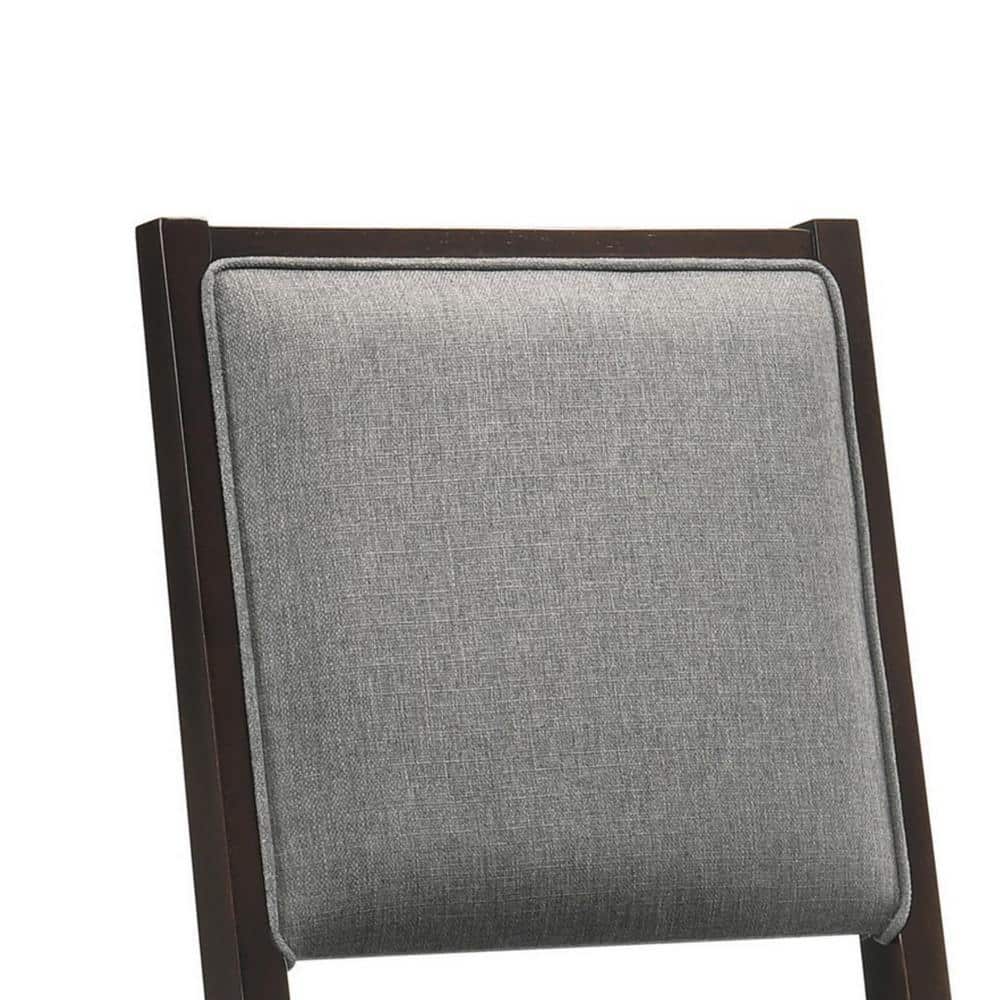 Gray Fabric and Espresso Brown Wood Counter Height Stool, Set of 2