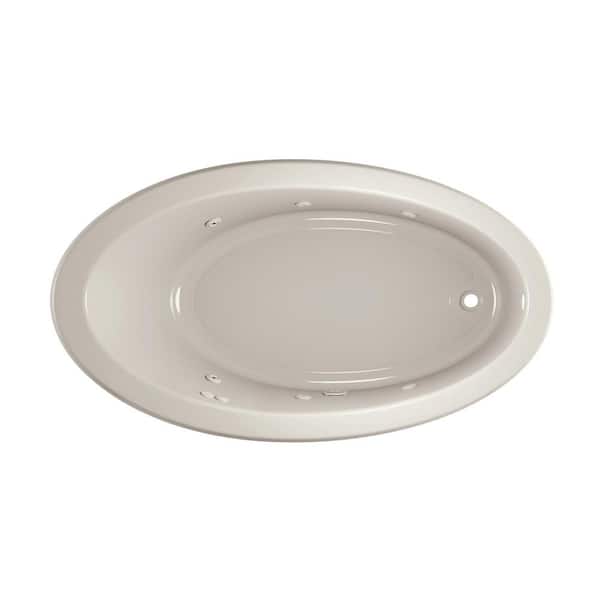 JACUZZI Signature 66 in. x 38 in. Oval Whirlpool Bathtub with Right Drain in Oyster with Heater