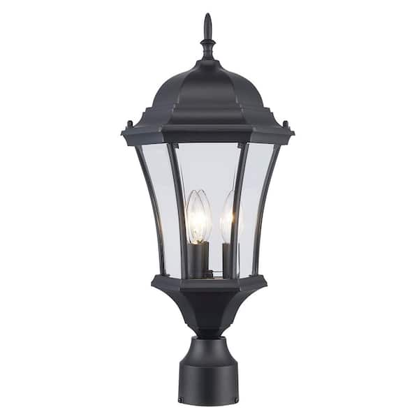 Bel Air Lighting Burlington 3-Light Black Outdoor Lamp Post Light Fixture with Clear Glass