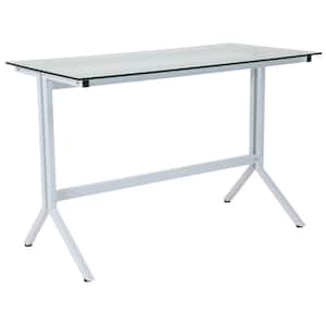 43.3 in. Rectangular White Computer Desks with Glass Top