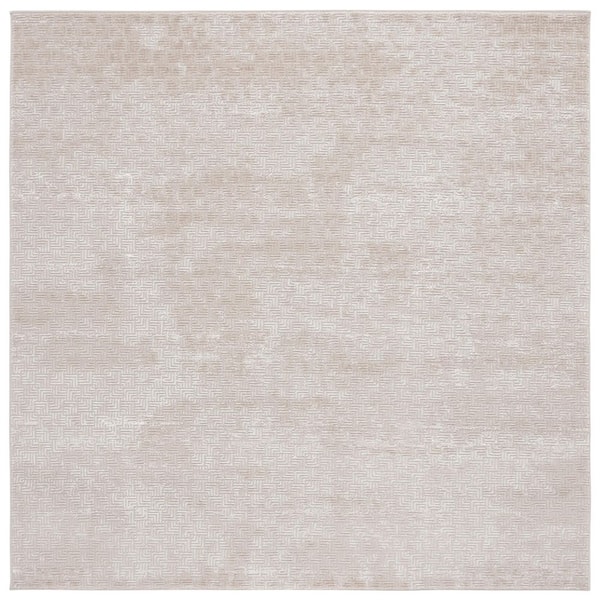 Hanna 7 ft. x 7 ft. Taupe/Beige Distressed Geometric Square Area Rug