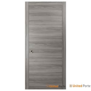 Planum 0010 28 in. x 96 in. Flush Gray Ash Finished Wood Sliding Door with Single Pocket Hardware