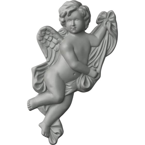 Ekena Millwork 1-1/8 in. x 10-5/8 in. x 9-3/8 in. Polyurethane Seville Angel Corner Left Onlay