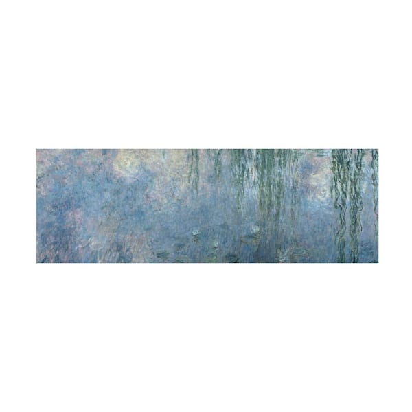 Trademark Fine Art Waterlilies Morning by Claude Monet Floater Frame Nature Wall Art 32 in. x 10 in.