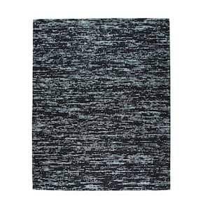 Black Hand-Knotted Wool Contemporary Natural Modern Wool Flat Rug 3 ft. x 12 ft. Area Rug