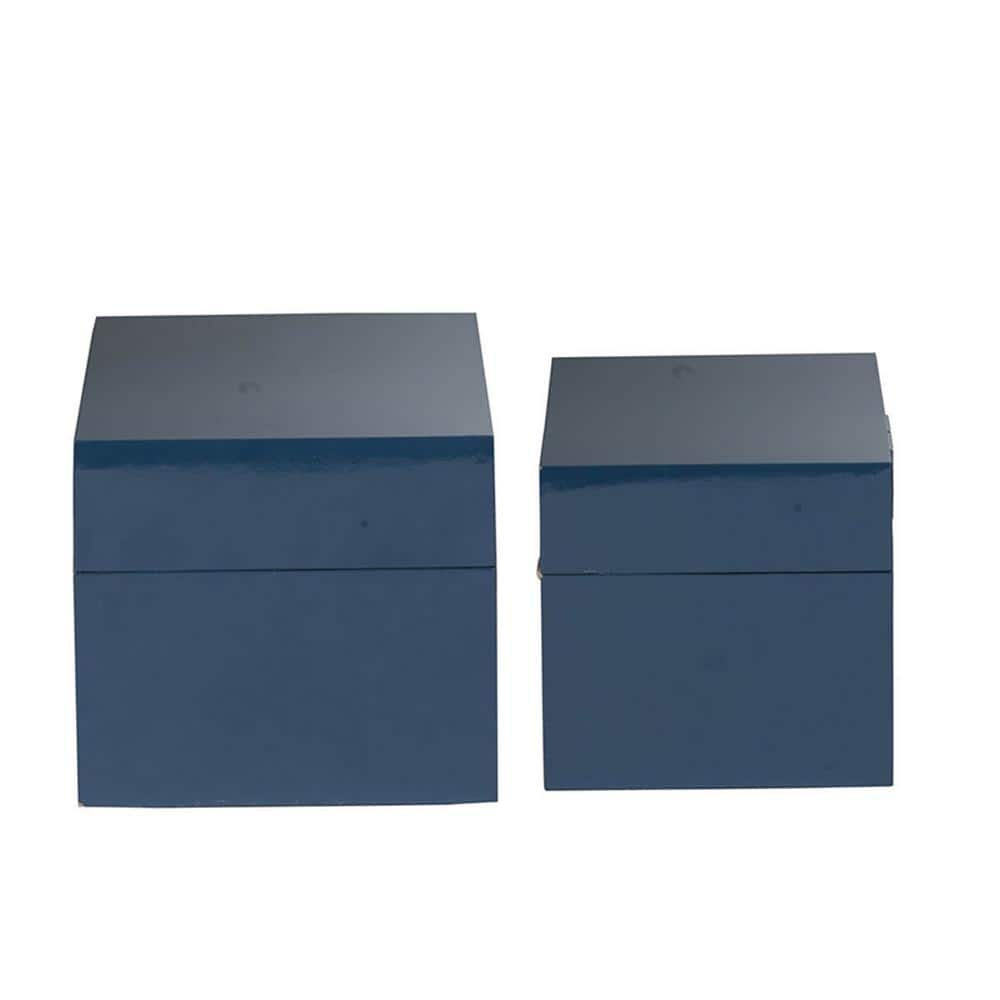 Blue Geometric Design MDF and Iron Lidded Box Set
