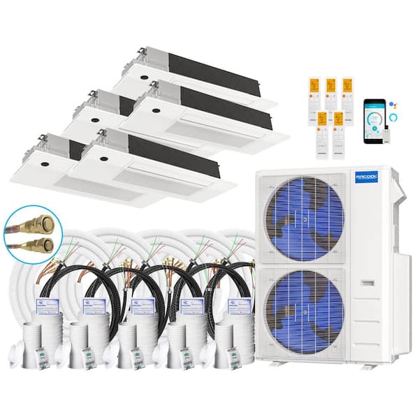 MRCOOL DIY 48,000 BTU 4-Ton 5-Zone 20.5 SEER Ductless Mini-Split AC and Heat Pump with Cassettes 4-9k+12K & 25,35,35,50,66ft