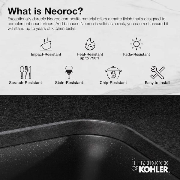KOHLER Cairn Matte Black Granite Composite 29.75 in. Single Bowl Undermount Kitchen Sink
