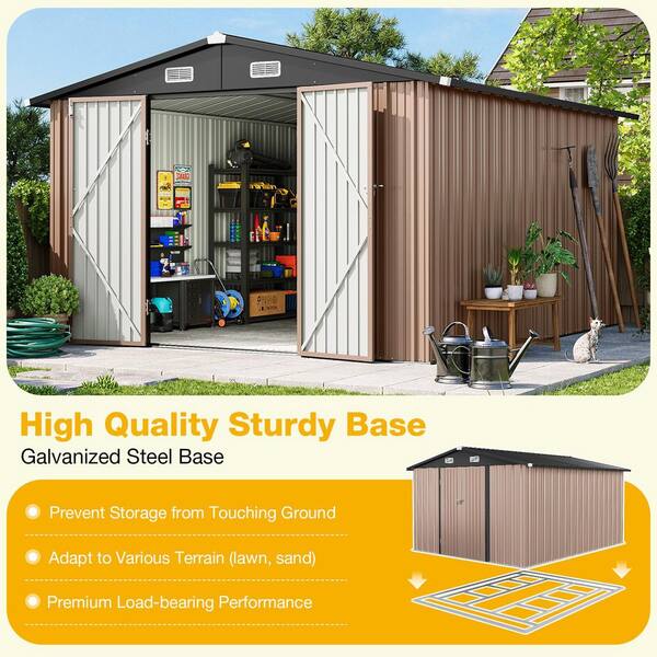Sizzim 10 ft. W x 8 ft. D Tool Shed Metal Storage Shed with Metal