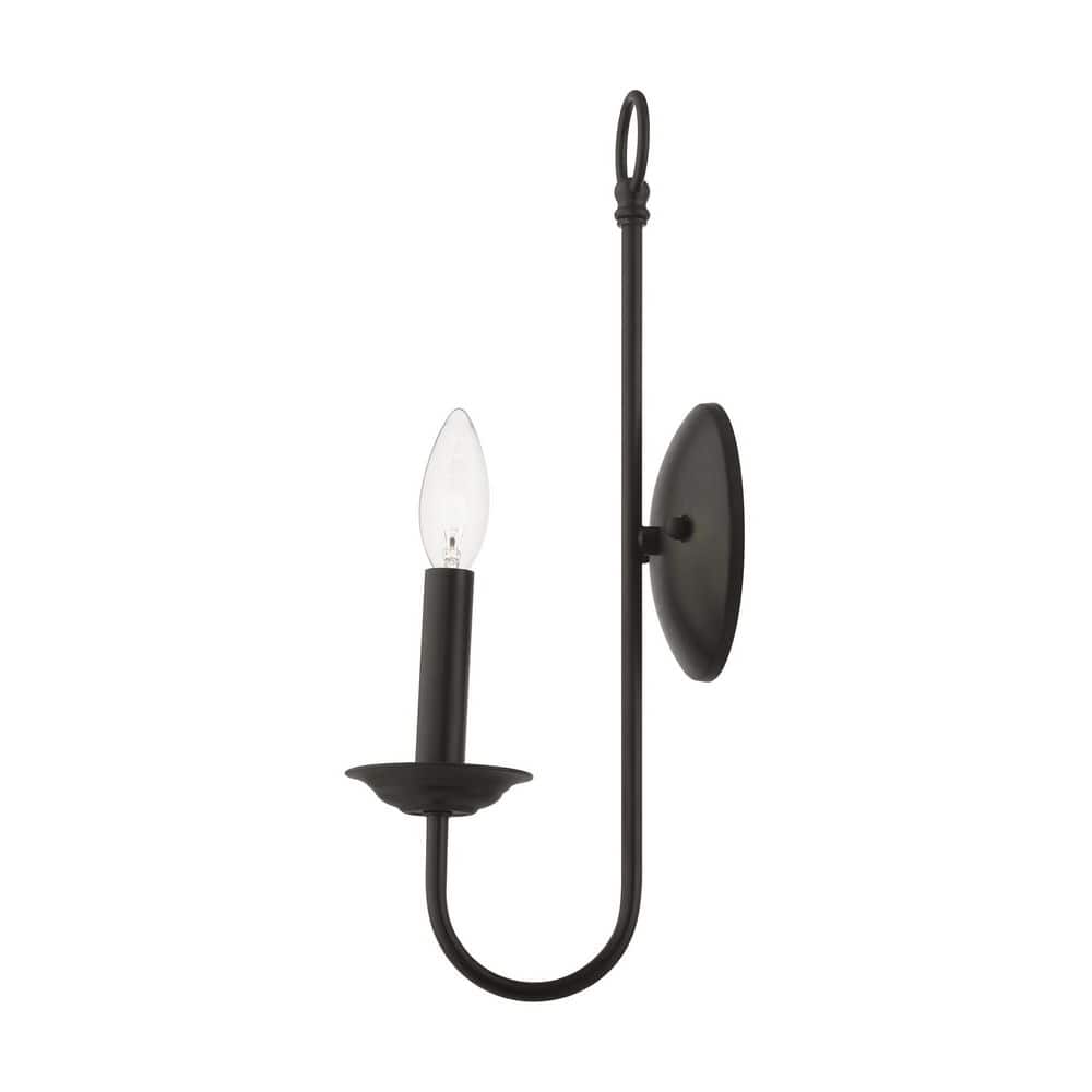 Estate Classical Black Steel Wall Sconce - 16" Height