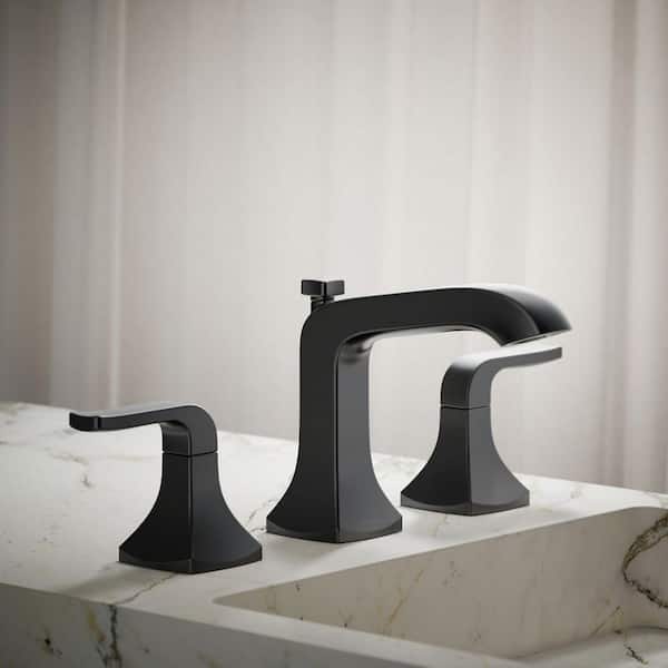 Rubicon 8 in. Widespread 2-Handle Bathroom Faucet in Matte Black (Valve Included)