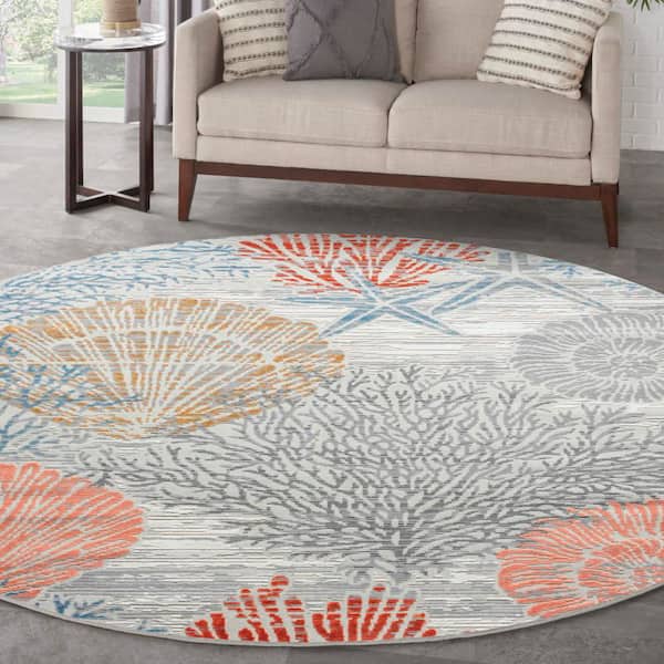 Pompeii Multicolor 5 ft. x 5 ft. Nature-inspired Contemporary Round Area Rug