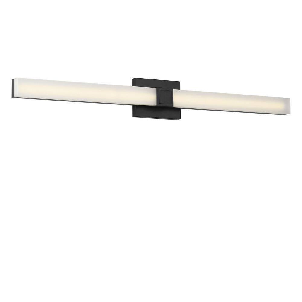 Fentress 36 in. W x 4.5 in. H Midnight Black Modern Dimmable LED Bathroom Vanity Light with White Acrylic Shade price history on PriceWatchPro