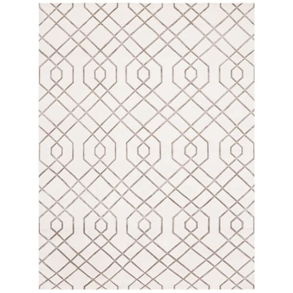 Tibetan 10 ft. x 14 ft. White Geometric Lines Area Rug