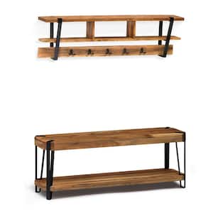 48 in. Ryegate Natural Bench with Coat Hook Shelf Set