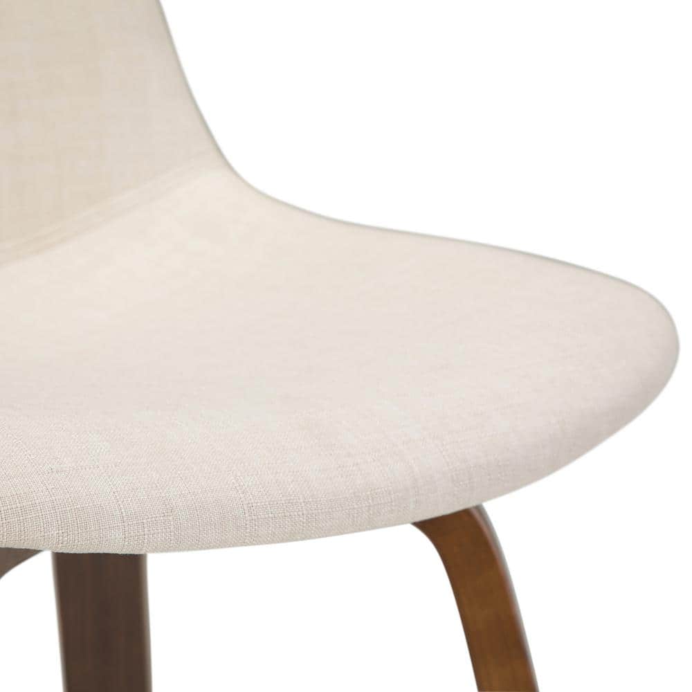 Mid-Century Modern Bentwood Counter Stool in Natural Linen Look
