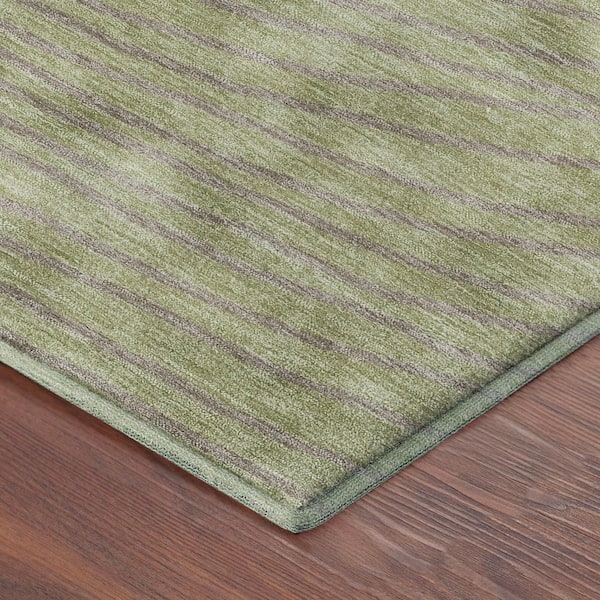 Mayfield Premium Machine Washable Abstract AMF2350 Aloe 8 ft. x 8 ft. Round Rug
