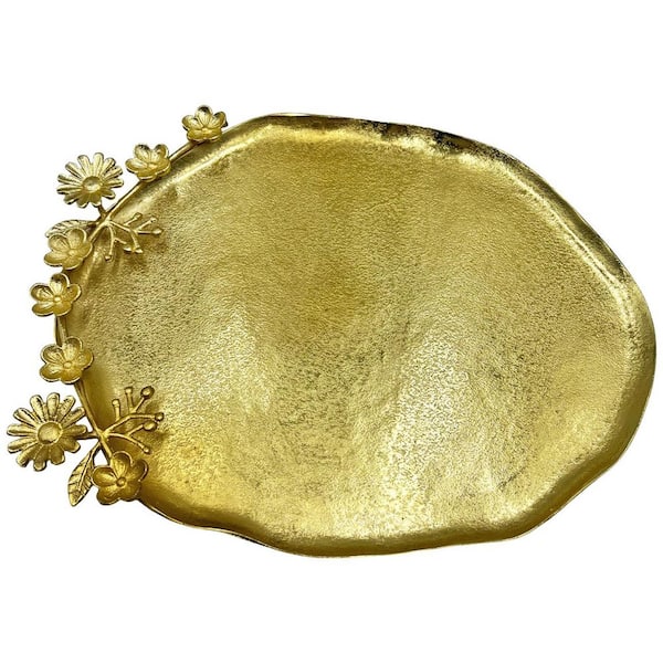 castellousa Gold 22 in. Decorative Abstract Metal Aluminum Tray