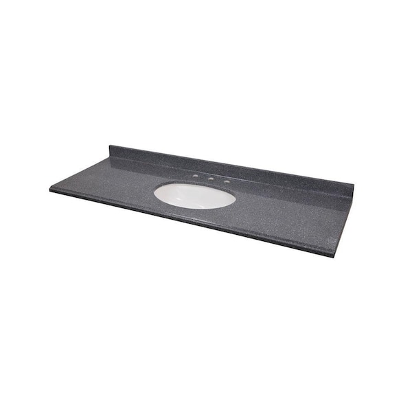 St. Paul 61 in. Cast Polymer Vanity Top in Gray with White Undermount Basin-DISCONTINUED