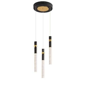 Light Pro 15-Watt 3-Light Black Gold Brushed Polished Bubble Integrated LED Pendant Light