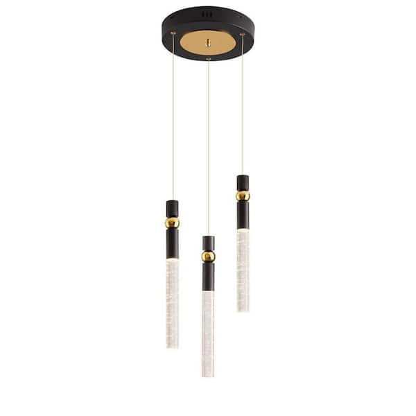 Modland Light Pro 15-Watt 3-Light Black Gold Brushed Polished Bubble Integrated LED Pendant Light