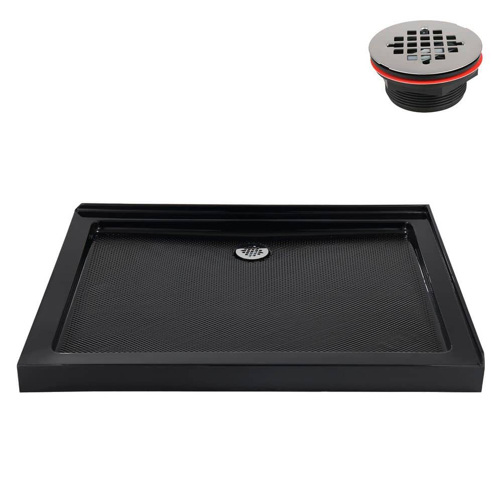 42 in. x 36 in. Corner Acrylic Shower Pan Base in Glossy Black with Left Drain Included price history on PriceWatchPro