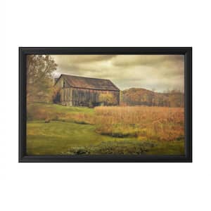"Old Barn on Rainy Day" by Lois Bryan Framed with LED Light Landscape Wall Art 16 in. x 24 in.