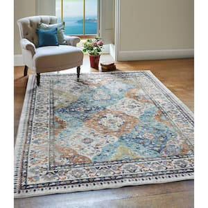 Medallion Multi-Color 5 ft. x 8 ft. Bordered Bohemian Tabriz Area Rug