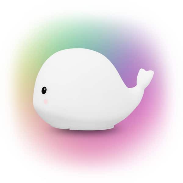Adorable Multicolor Changing Integrated LED Rechargeable Silicone Night Light for Baby and Kids Rooms Wally The Whale 