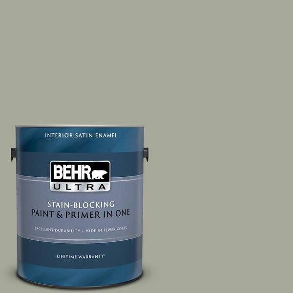 BEHR ULTRA 1 gal. #UL200-6 Simply Sage Satin Enamel Interior Paint and Primer in One