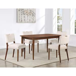 Bonito 59-in. Rectangular 5-piece Dining Set in Walnut Finish with Oatmeal Velvet Fabric