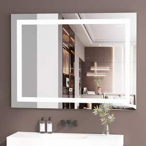 40 in. W x 32 in. H Large Rectangular Frameless Anti-Fog Wall Mounted LED Light Bathroom Vanity Mirror in Silver