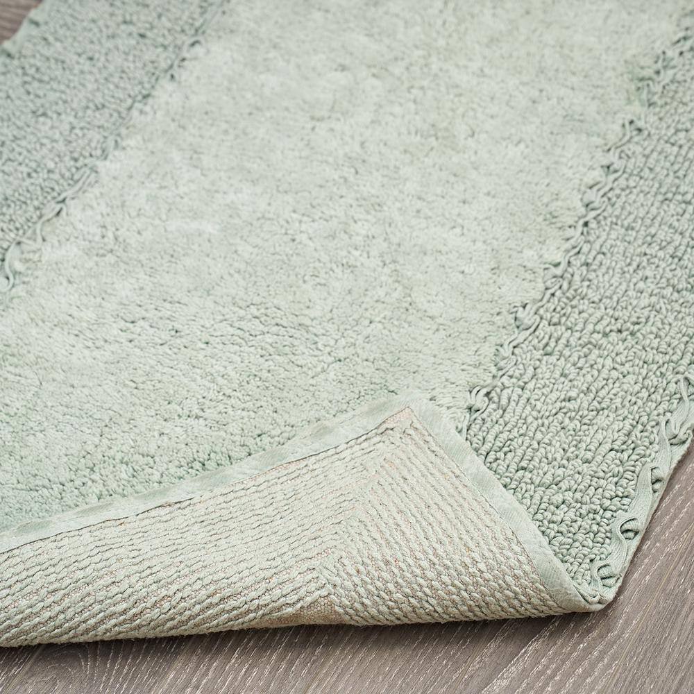 Sage Green Cotton Bath Rug with Ruffle Border, 17"x24"