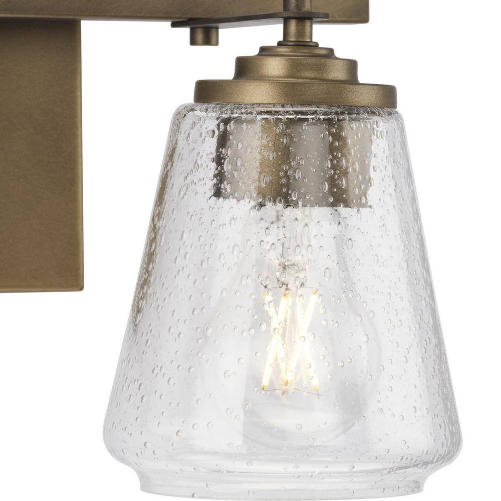 Aged Bronze 2-Light Vanity with Seeded Glass Shades