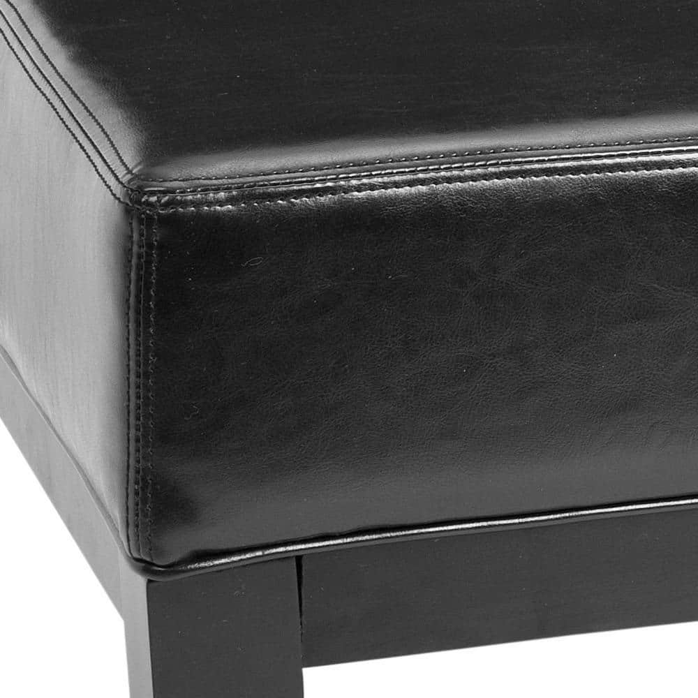 Elegante 48" Transitional Black Tufted Cocktail Ottoman