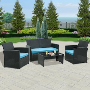 4-Piece Outdoor Patio Rattan Wicker Sofa Furniture Set