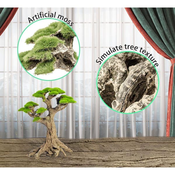 5.9 ft. Artificial Bonsai Tree in Sandstone Container Realistic Faux Moss for Aquarium Freshwater Saltwater Decor 59B1124C2080