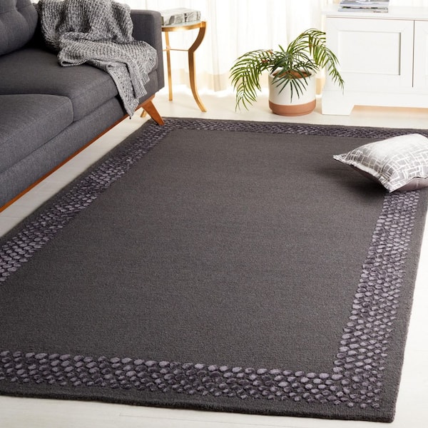 Glamour 8 ft. x 10 ft. Dark Gray High-Low Border Area Rug