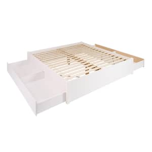 Select White King 4-Post Platform Bed with 4-Drawers