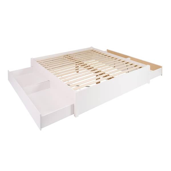 Prepac Select White King 4-Post Platform Bed with 4-Drawers