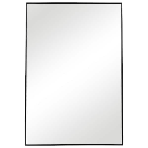 Benjara 21 in. H x 31 in. W Modern Black Rectangle Thin Polystyrene Framed Decorative Mirror