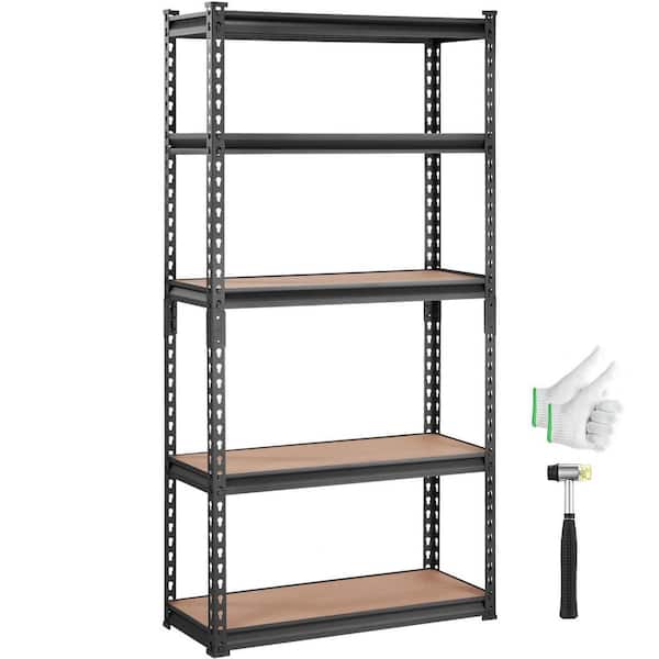 5 Tiers Metal Adjustable Heavy Duty Garage Shelves Household Shelving Unit in Black (30 in. W x 60 in. H x 12 in. D)