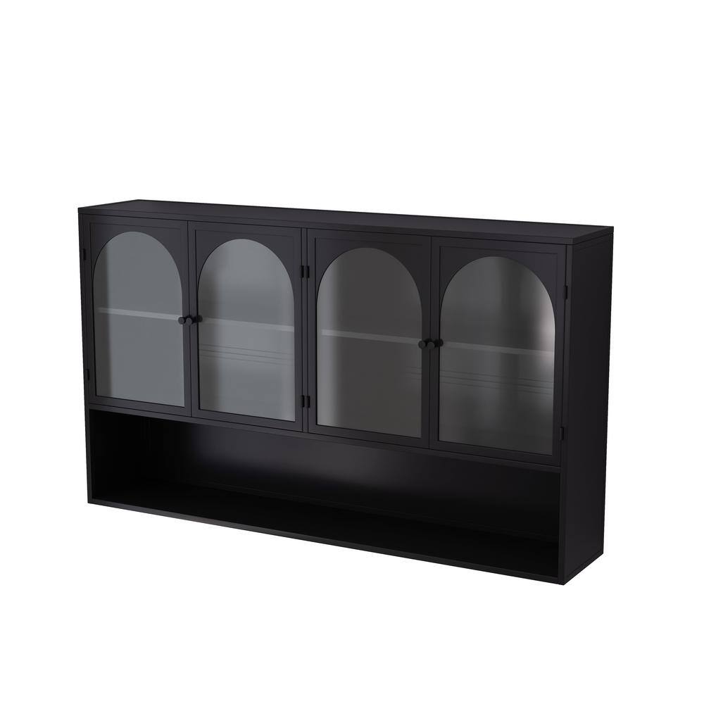 47.25 in. W x 9.05 in. D x 27.55 in. H Bathroom Storage Wall Cabinet in Bla