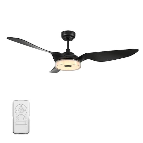 CARRO Finley II 56 in. Dimmable LED Indoor Black Smart Ceiling Fan with Light and Remote, Works with Alexa and Google Home