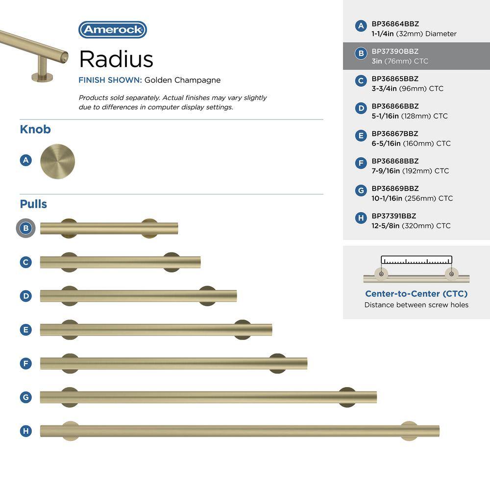 Golden Champagne 3" Modern Cabinet Pull with Mounting Hardware