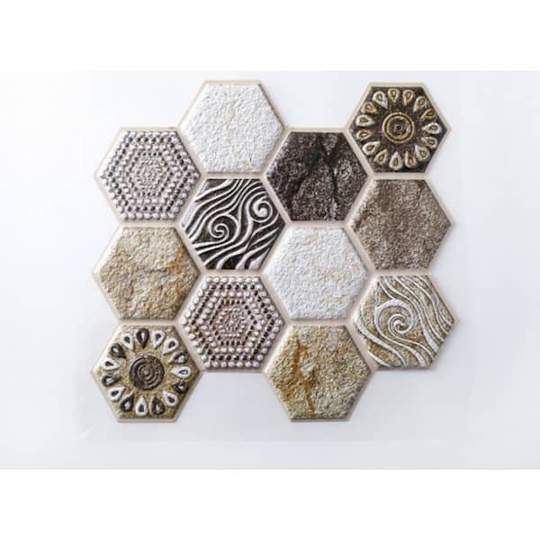 Ejoy 3D PVC Peel and Stick Mosaic Tile Vinyl Sticker, JM544, 12 in. x 12 in. (Set of 40)