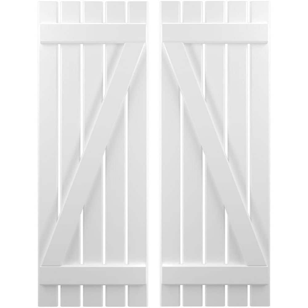 19-1/2 in. W x 54 in. H Americraft 5 Board Exterior Real Wood Spaced Board and Batten Shutters with Z-Bar White price history on PriceWatchPro